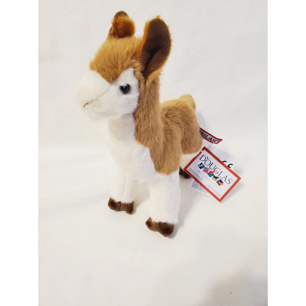 Douglas Cuddle Toy Llama Stuffed Animal Plush Brown White 1514 LEN 8 Inch